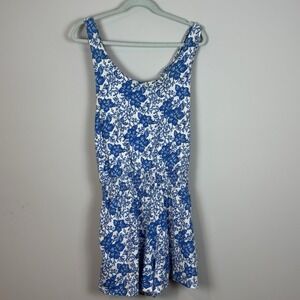Vineyard Vines Girls Blue White Floral Sleeveless Romper Size 14‎